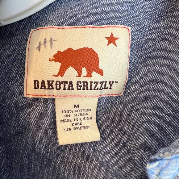 Men's Dakota Grizzly Western Pearl Snap Button Shirt Sz M Cotton Blue Plaid - Picture 3 of 11